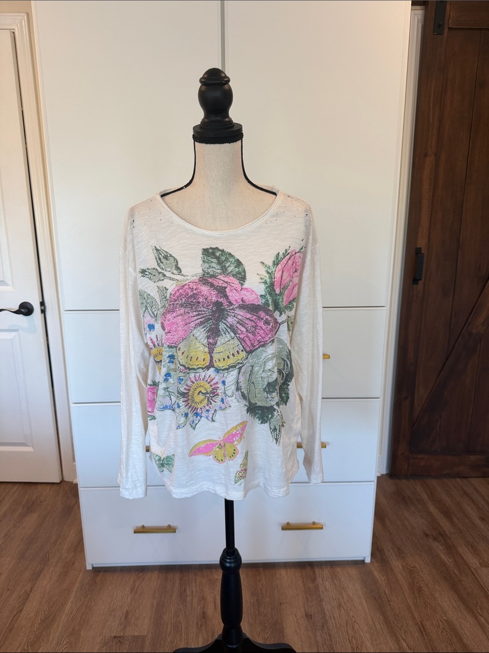 Magnolia Pearl Long-Sleeve Floral & Butterfly Print Tee